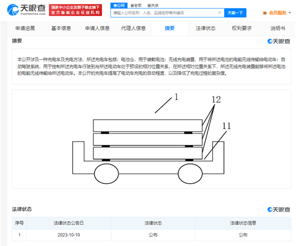 小米无线充电车专利公布：支持自动驾驶 可将电能无线传输给电动车