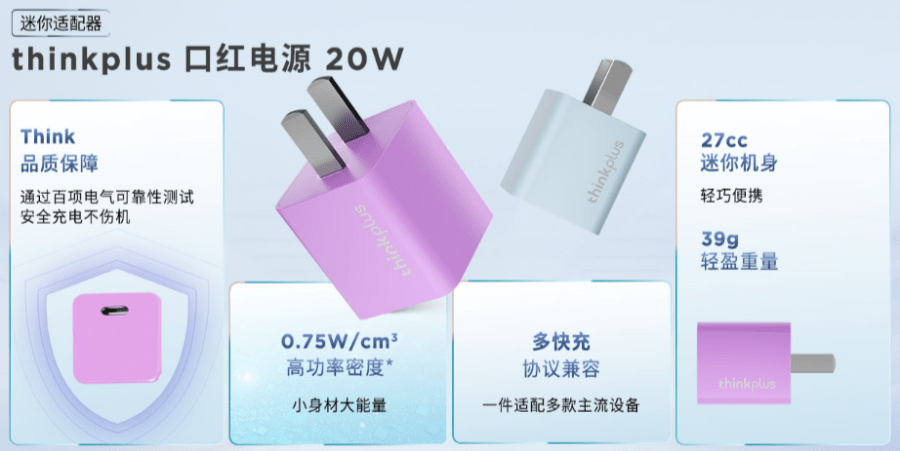 联想进军手配市场匠心之作，联想thinkplus口红电源GaN 30W/20W新品上市