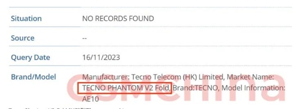 传音Tecno Phantom V2 Fold折叠机曝光：天玑9000+旗舰芯加持