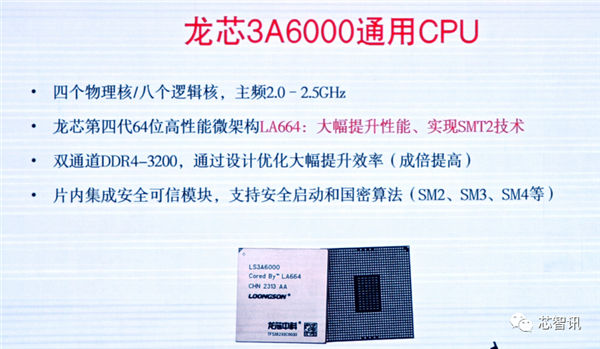 龙芯3A6000正式发布：CPU核心IP及龙架构指令系统开放授权！